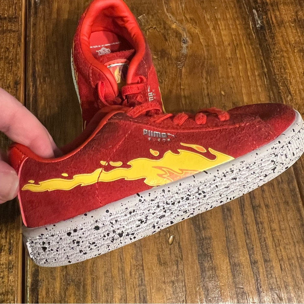 Puma Kids Red Sneakers with Yellow Flame Accent paw patrol Marshall